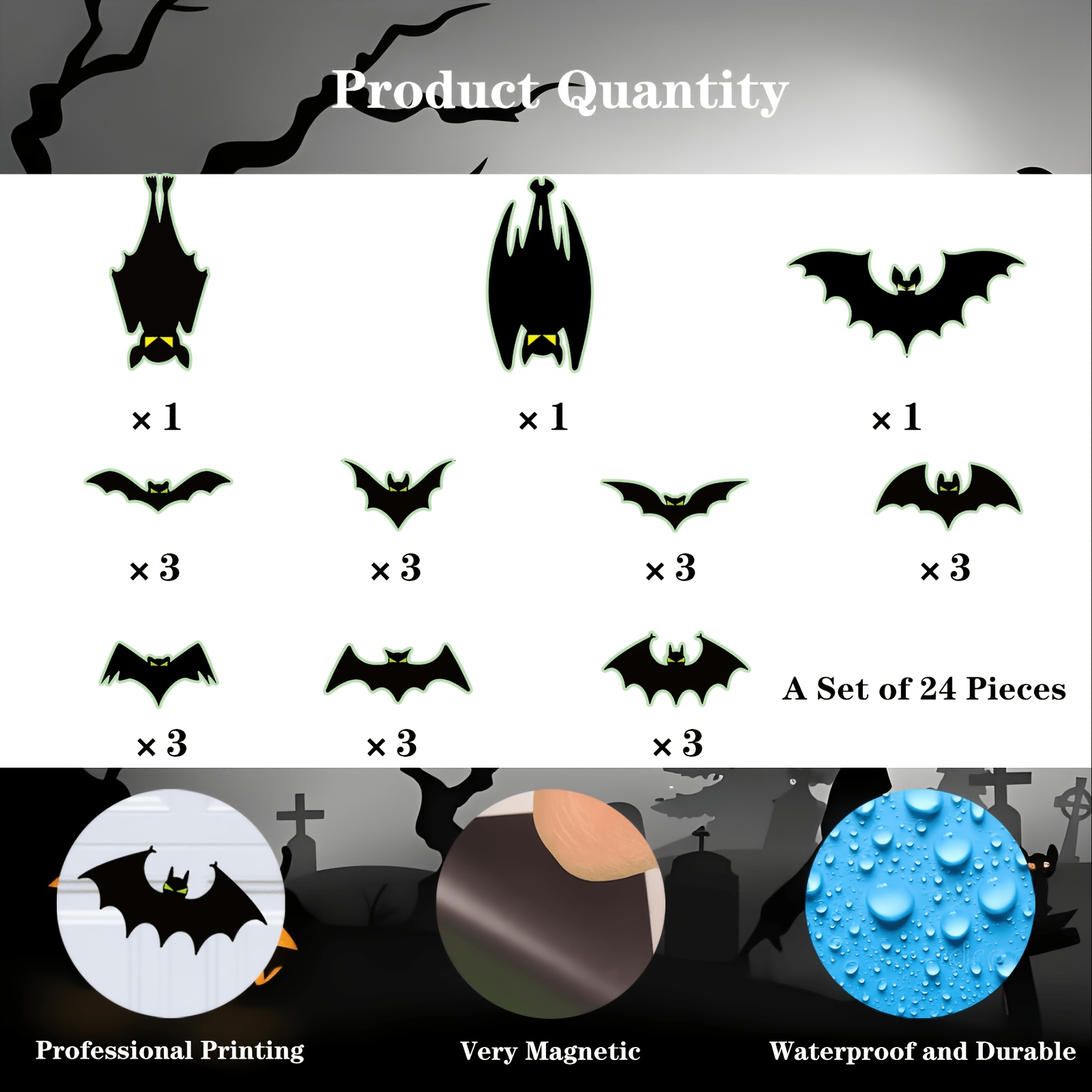 24 Halloween-Magnetfledermäuse – Cosplay Bat Prop Bewertung und Preis